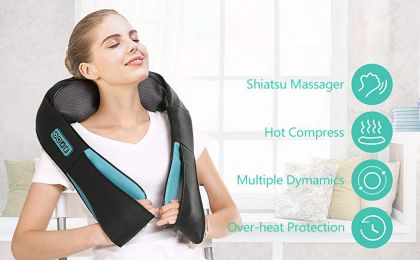 Shoulder Massager 8 Shiatsu Massage Heads Hot Compress Multiple Dynamics Over-heat Protection Fast Heating