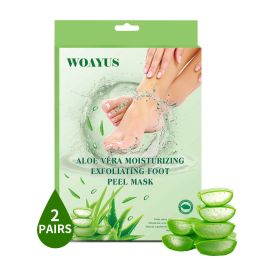 Foot exfoliating mask, suitable for dead skin and calluses, gentle foot care foot mask 2 pieces-Aloe