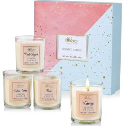 4x 3.5 oz/100 g Scented Candles, Natural Soy Candles Gift Set for Women, Scented Bath Yoga