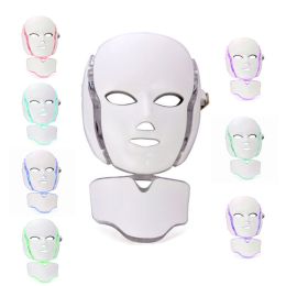 7 COLORs LED Photon Light Emitted Therapy Facial Neck Mask Skin Rejuvenation