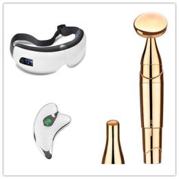 Bluetooth Music Eye Massager Air Pressure Hot Compress Dark Circles Eye Care (format: Pearl White set)