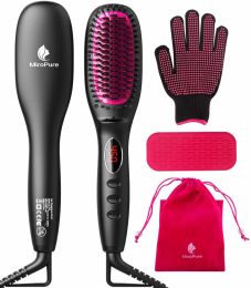 Hair Straightener Brush with Ionic Generator by MiroPure (Color: Black)