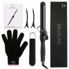 Curling Iron 1 1/4-inch Instant Heat with Extra-Smooth Tourmaline Ceramic Coating, 6 Temperature Settings and Dual Voltage, Glove Included