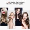 Curling Iron 1 1/4-inch Instant Heat with Extra-Smooth Tourmaline Ceramic Coating, 6 Temperature Settings and Dual Voltage, Glove Included